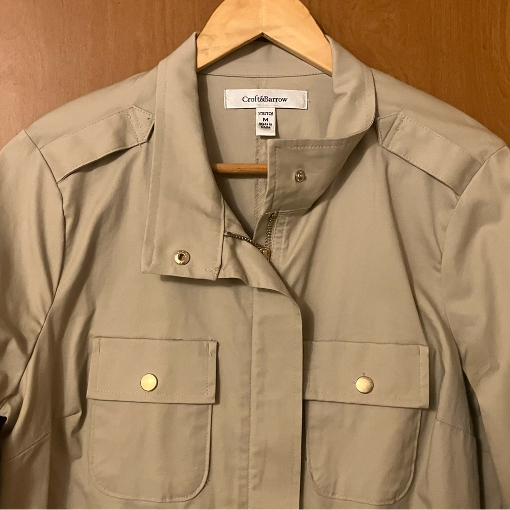 Croft & Barrow Women's Khaki Full Zip Jacket Coat Size Medium New With Tags